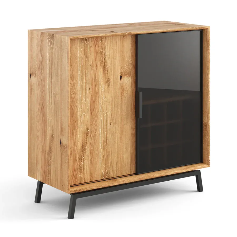 Komoda Modern Loft 101x45cm Sa Staklom, Materijal: Masivno Drvo Hrast - Čakovec