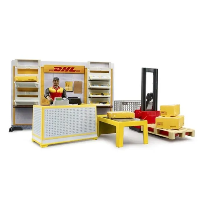 bruder dhl dostavna služba sa šalterom, zaposlenikom, blagajnom, stolo - slika 3