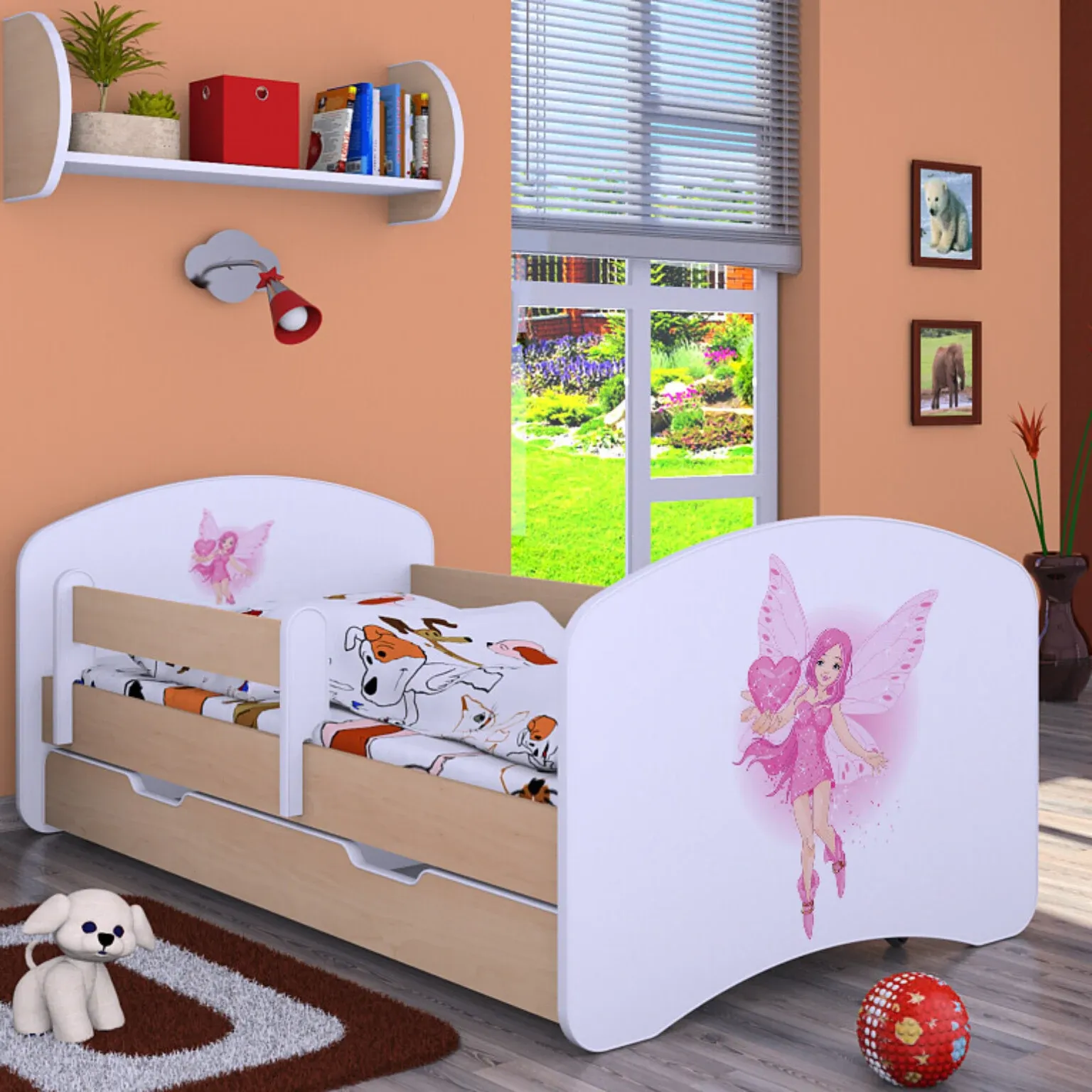 drveni dječji krevet happy balerina sa srcem s ladicom – 160×80 - slika 2