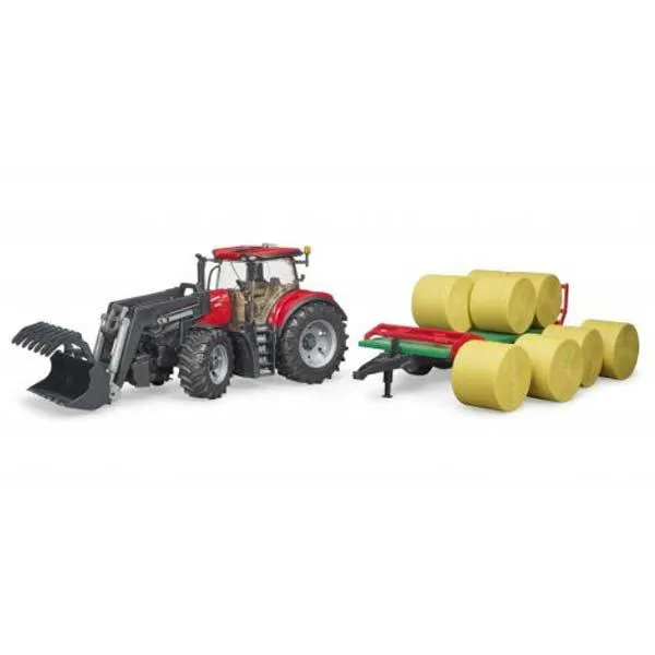 bruder traktor case ih optum 300cvx sa utovarivačem i prikolicom - slika 3