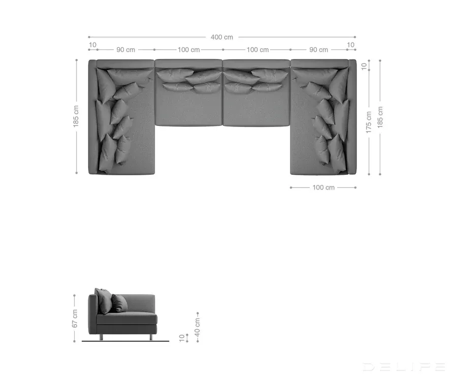 kutna garnitura clovis xl 400x185cm, materijal: mikrovelur - slika 4