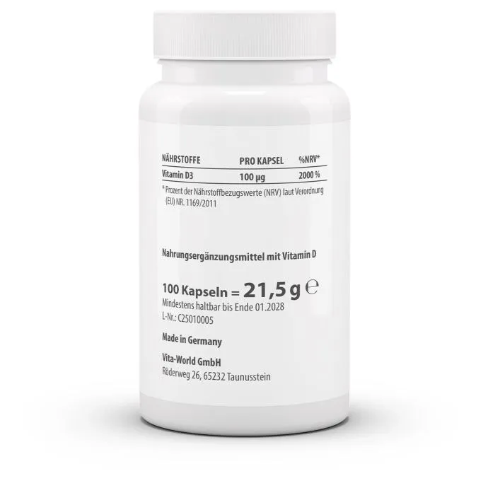 vitamin d3 kapsule 4000 i.u., vita world, 100 kom. - slika 2