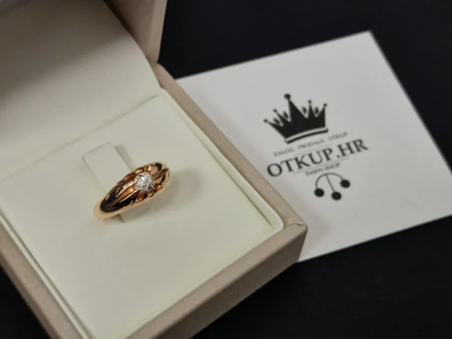 zlatni prsten s dijamantom - 0,40ct - 6,24g (14k) / r1, rate !! - slika 3