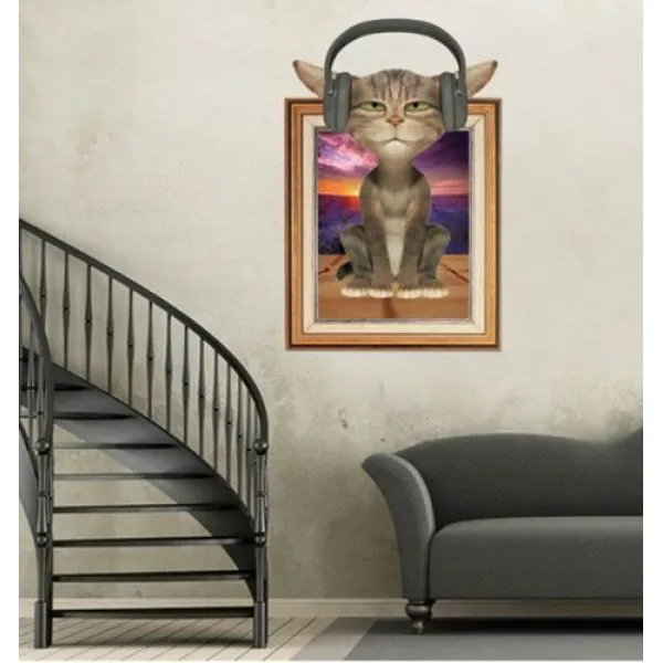3d wall sticker slatka mačka dimenzije 90x60 cm - slika 2
