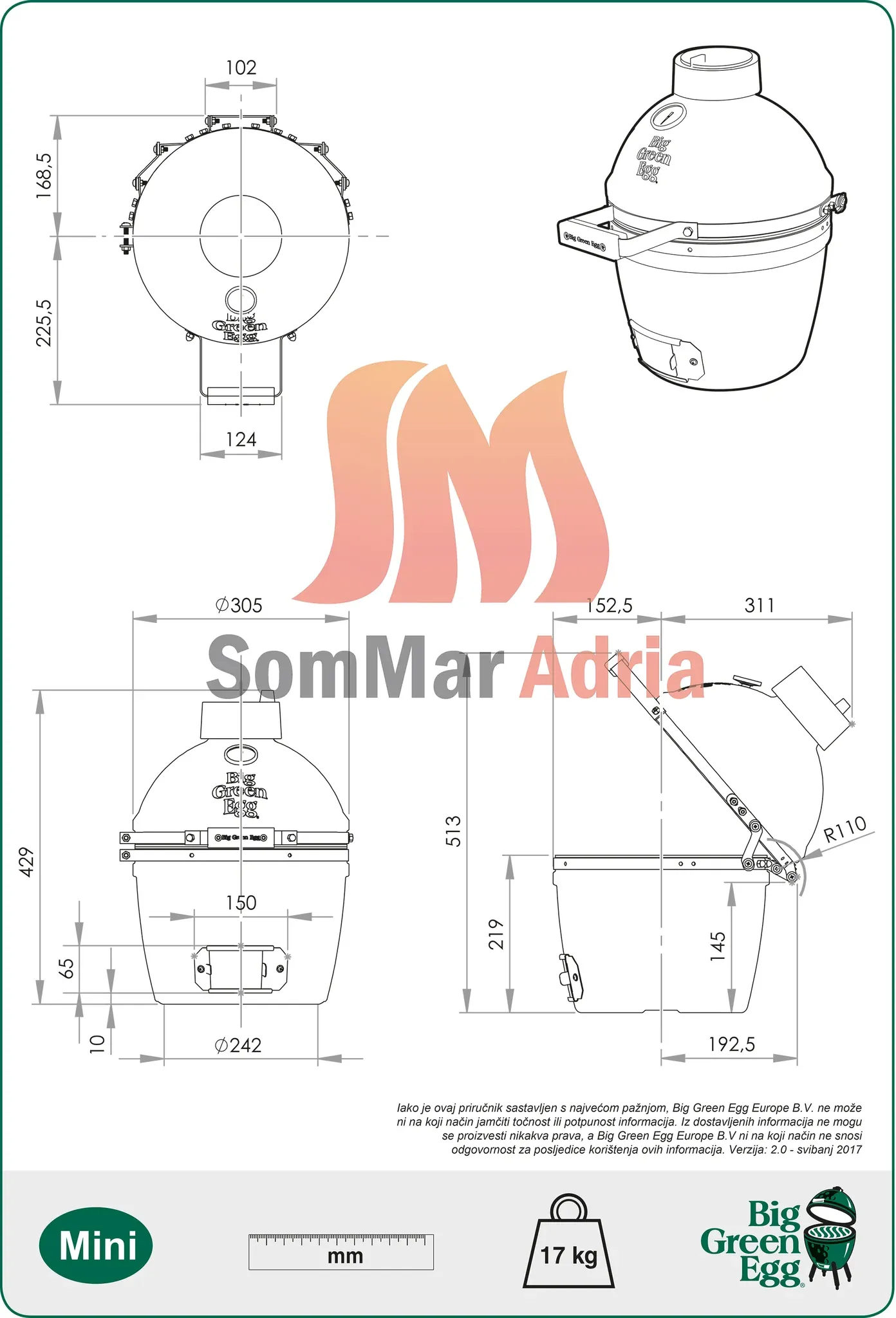 big green egg mini (orginal kamado roštilj) - slika 4