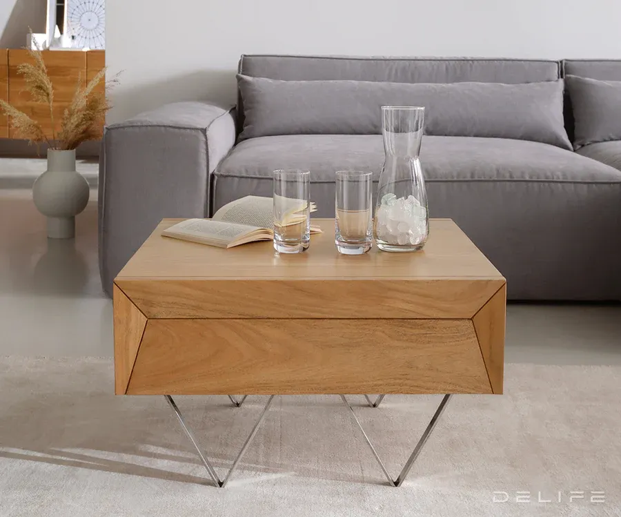 klub stolić kayu 60x60x40cm, materijal: bagrem - slika 2