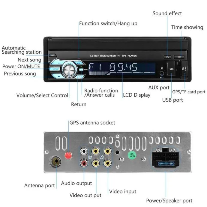 1din radio gps usb bluetooth kamera - slika 3