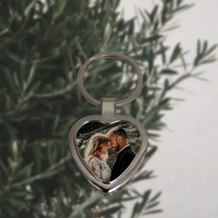 personalizirani privjesak za ključeve sa fotografijom u obliku srca 3d - slika 3