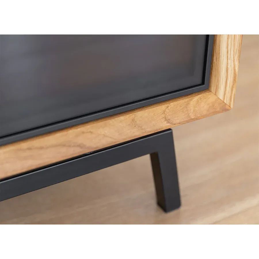 komoda modern loft 120,50x45cm sa staklom,materijal:masivno drvo hrast - slika 8
