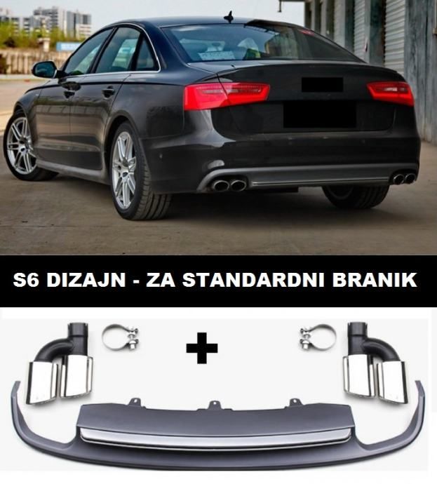 Zadnji Difuzor+nastavci Auspuha Za Audi A6 4g 10-14 G. - Rs6/s6 Dizajn - Županja