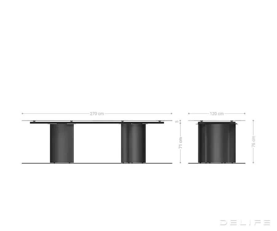 blagovaonski stol edge 270x120cm, materijal: keramika na staklu - slika 8