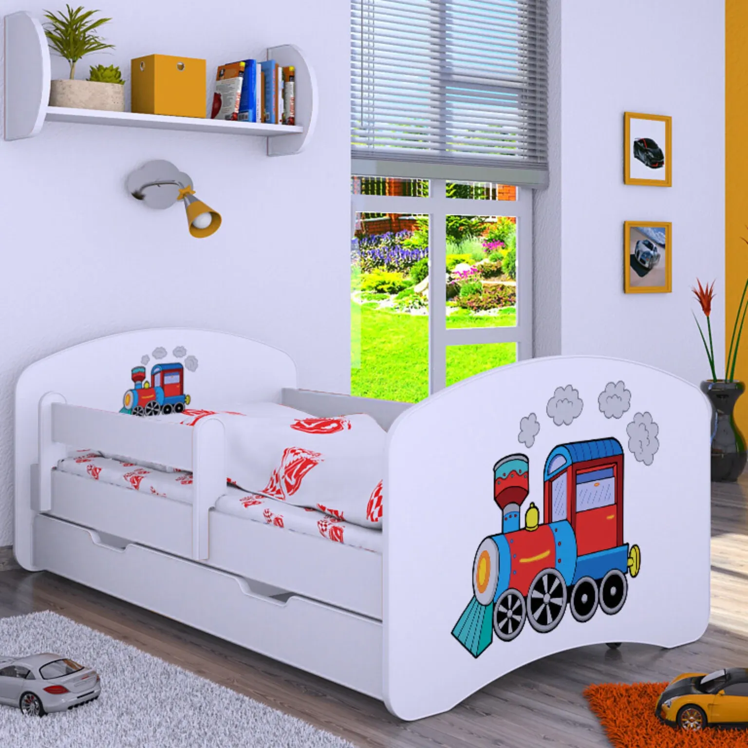 Drveni dječji krevet Happy vlak s ladicom – 160×80 - Nedeljanec, Vidovec