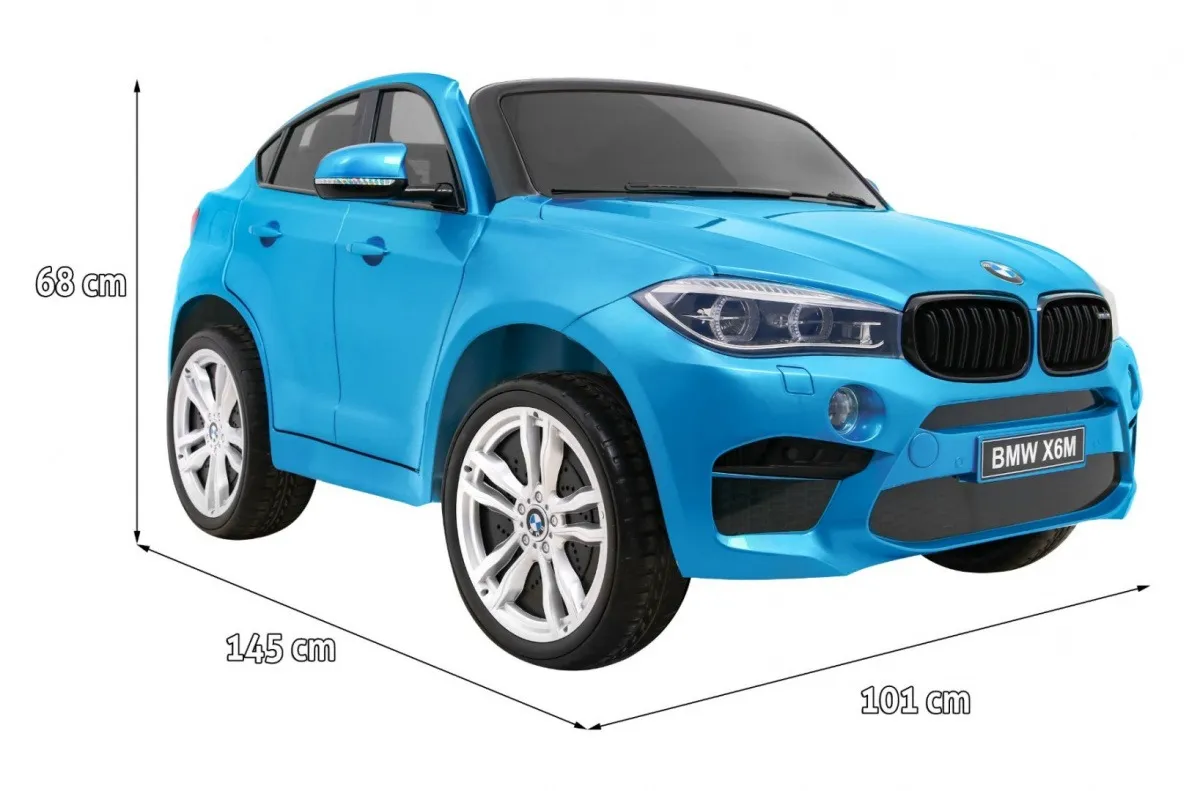 licencirani auto na akumulator bmw x6m xxl - dvosjed - plavi/lakirani - slika 2