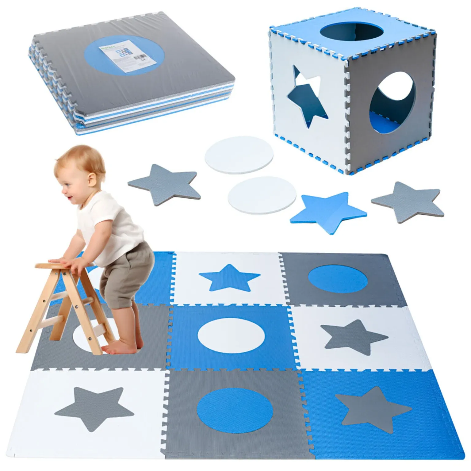 podloga za bebe puzzle – 9 elemenata, 180×180 cm - slika 6