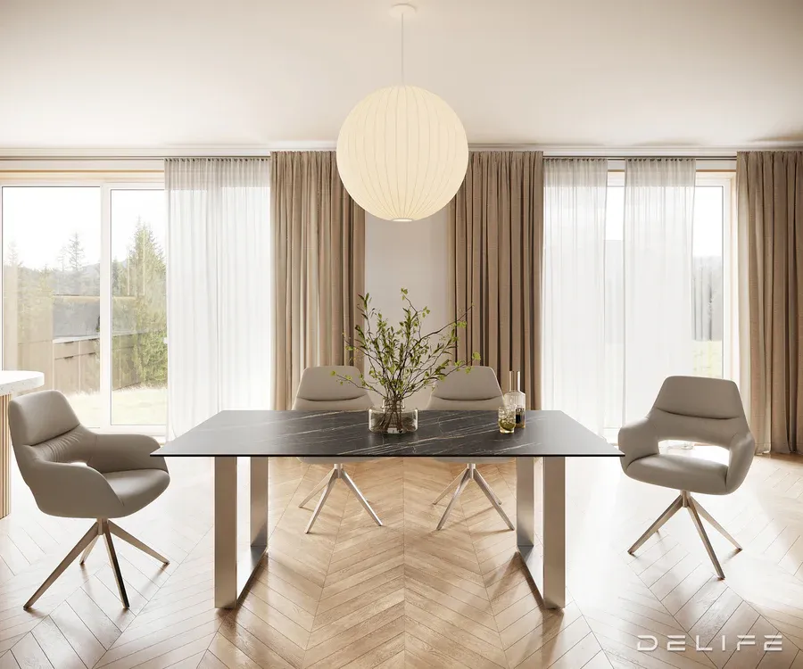 blagovaonski stol edge 200x100, materijal: keramika laminam noir desir - slika 2