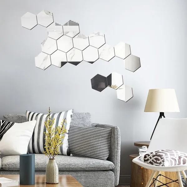 3d hexagon zrcalne naljepnice - ogledala 12 komada - slika 12