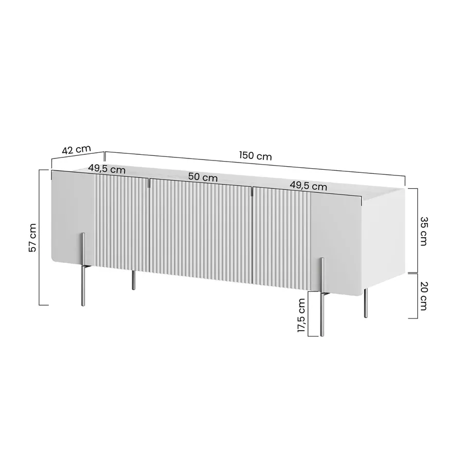 tv komoda malmi 150cm, 2 vrata i 1 ladica, materijal: mdf - slika 7