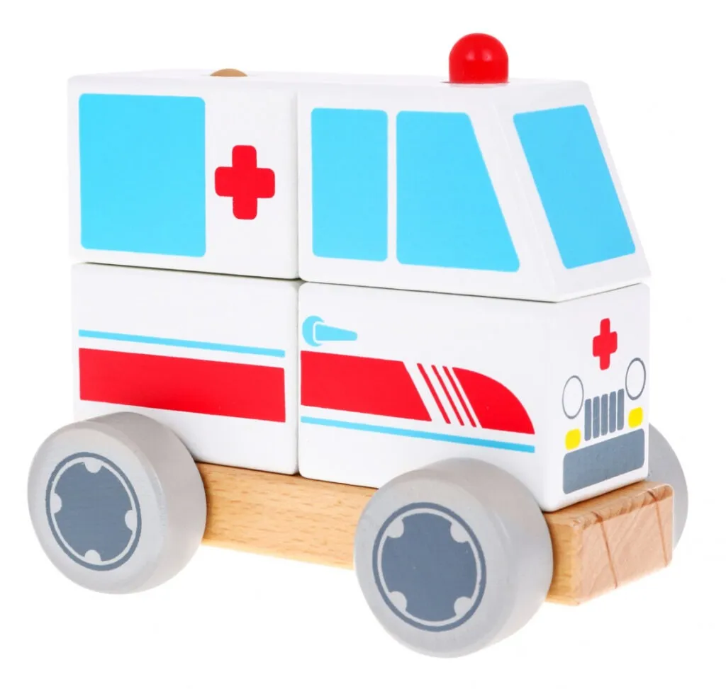 drveni edukativni kombi hitne pomoći za sastavljanje - ambulance - slika 3