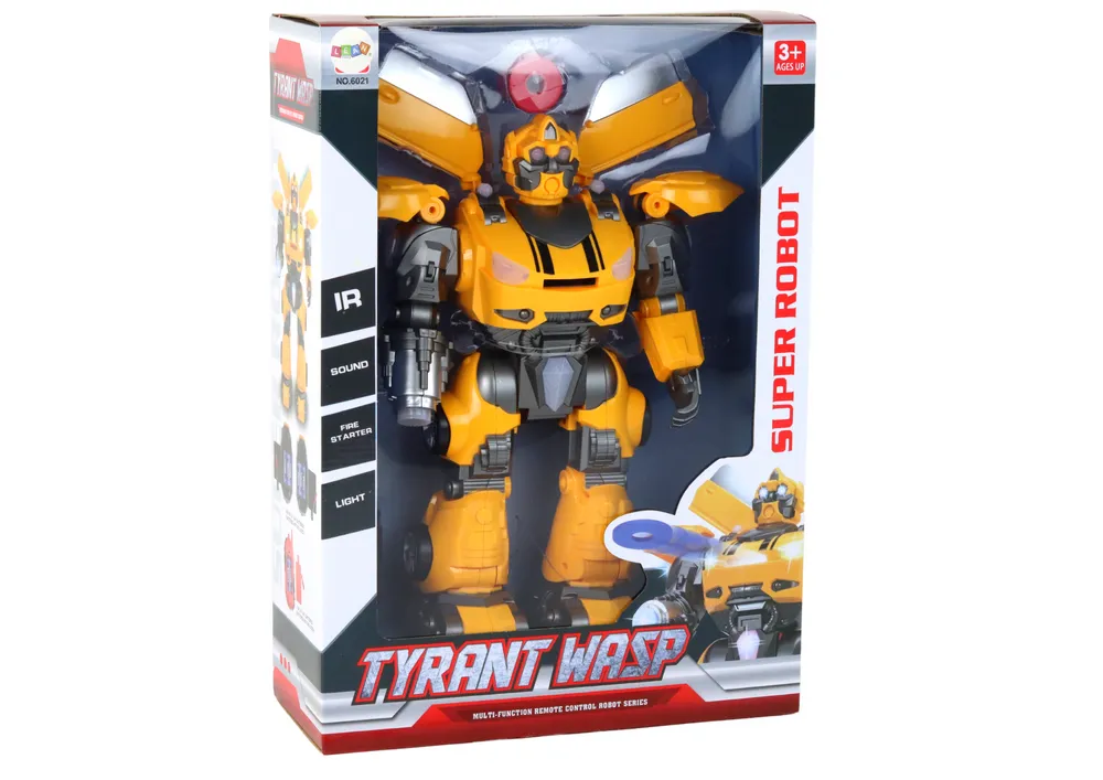large robot remote controlled r/c yellow sound light - slika 3