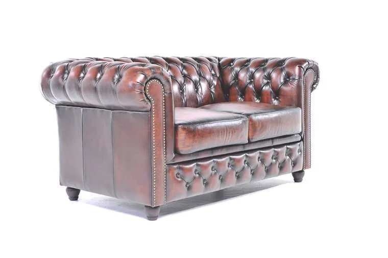 chesterfield dvosjed original leather | 2-sjedišta | wash off brown - slika 4