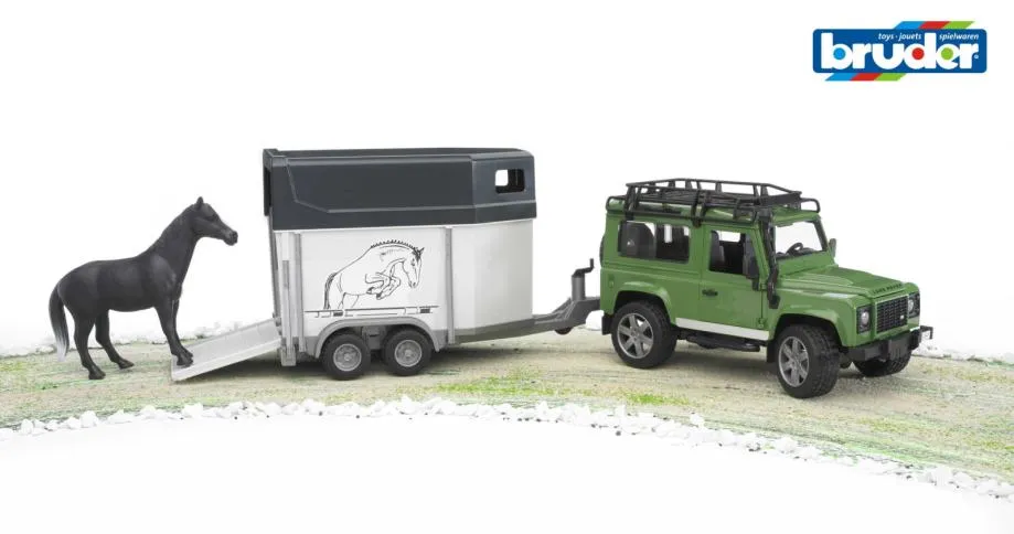 bruder auto land rover + prikolica za konje - slika 3