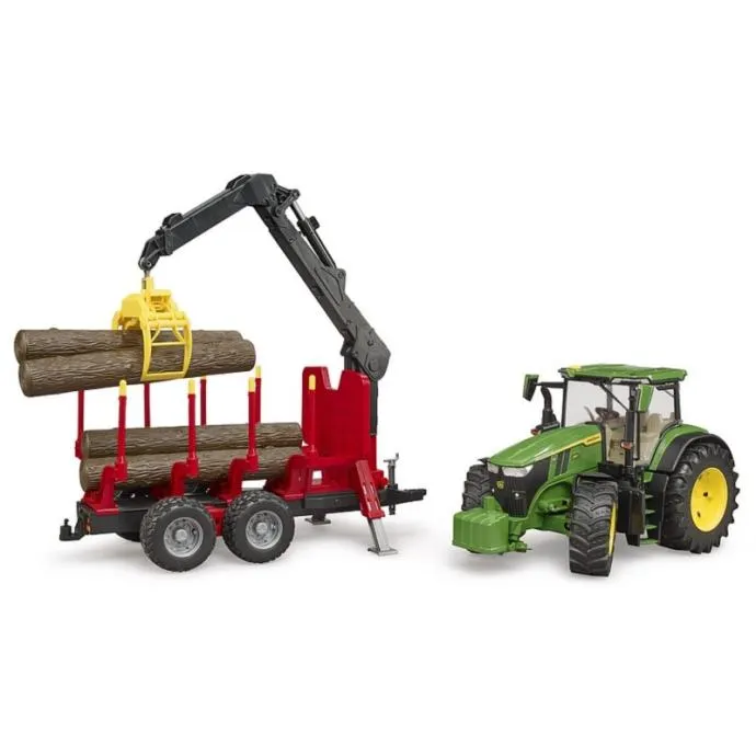 bruder john deere 7r 350 sa šumskom prikolicom i 4 debla - slika 2