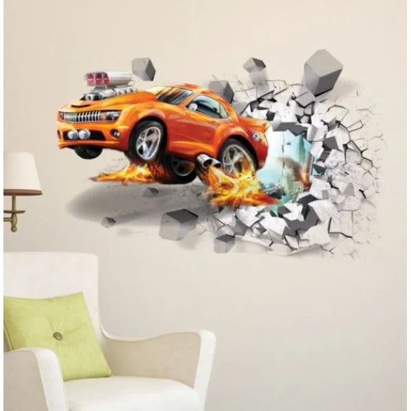 3d zidna naljepnica turbo mustang dimenzije 70x50 cm - slika 2