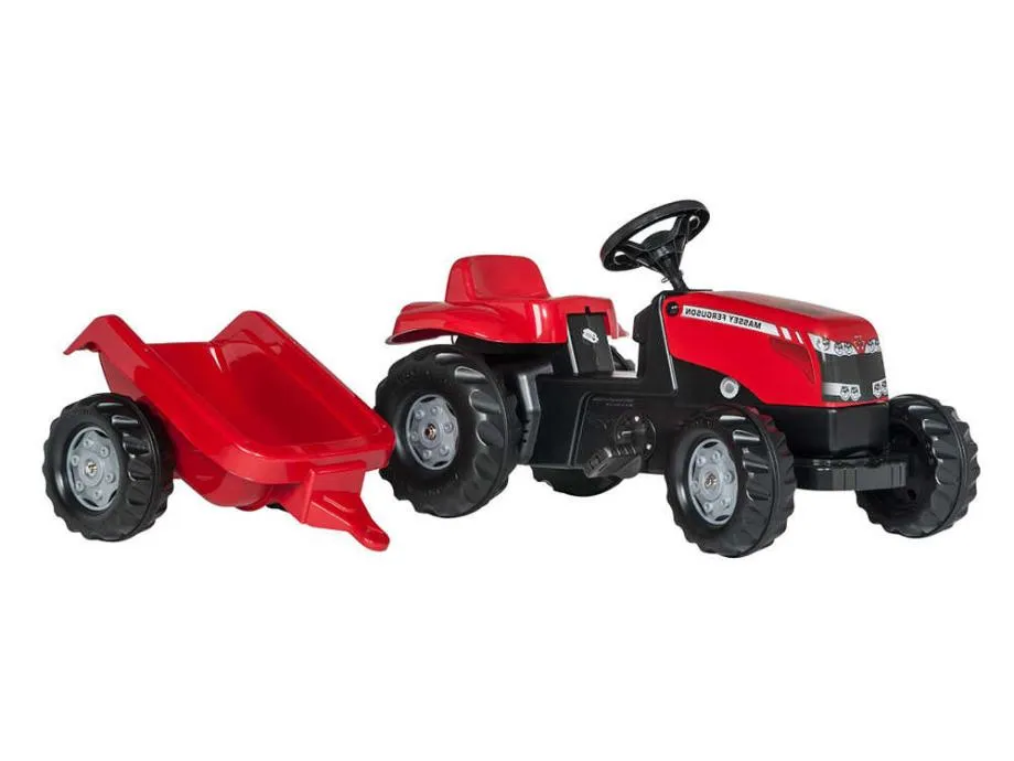 rolly toys traktor na pedale massey ferguson + prikolica - slika 2