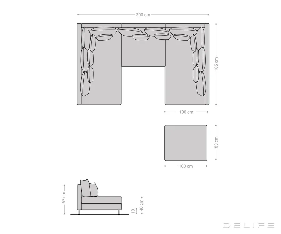 kutna garnitura clovis 300x185cm, materijal: strukturirana tkanina - slika 8