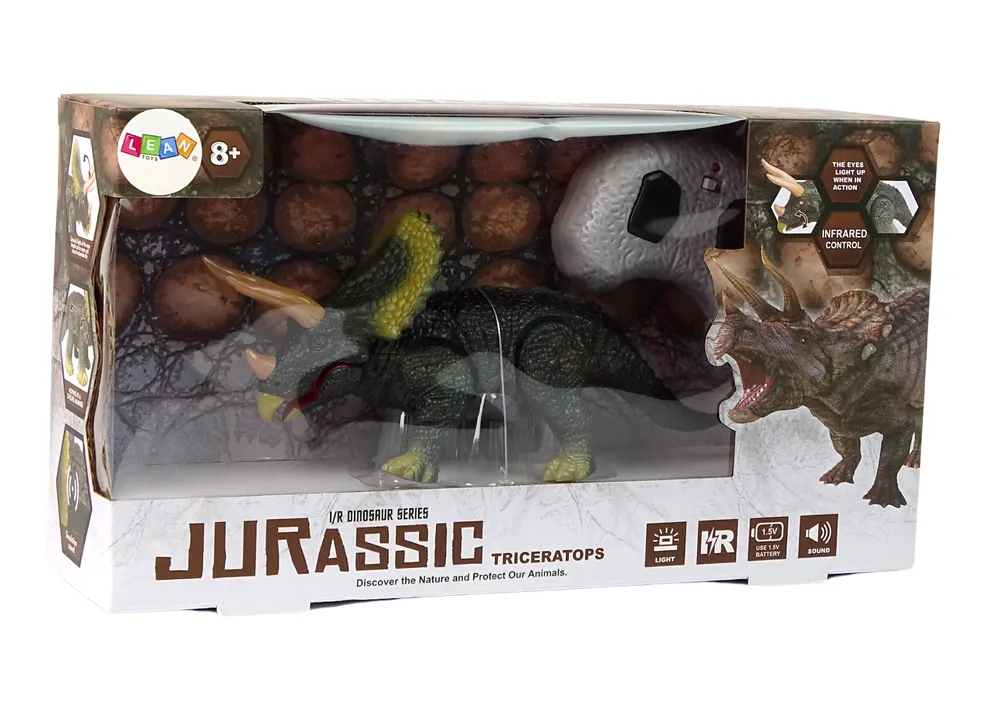 battery dinosaur triceratops remote controlled sound - slika 4