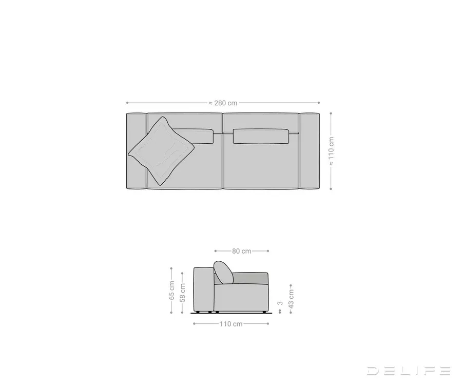 modularna sofa freestyle 280x110cm, materijal: mikrofibra - slika 6