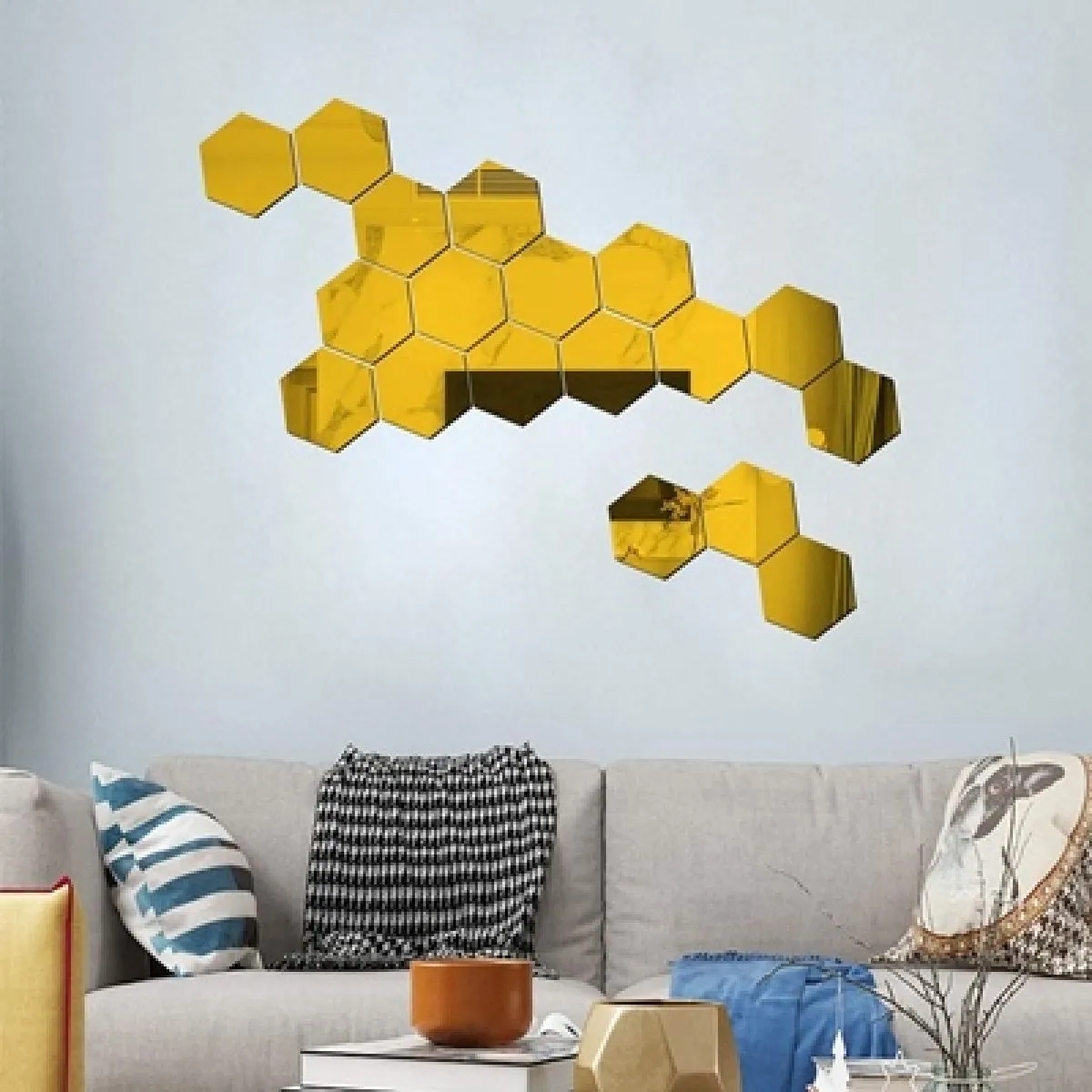 3d hexagon zrcalne naljepnice - ogledala 12 komada - slika 5