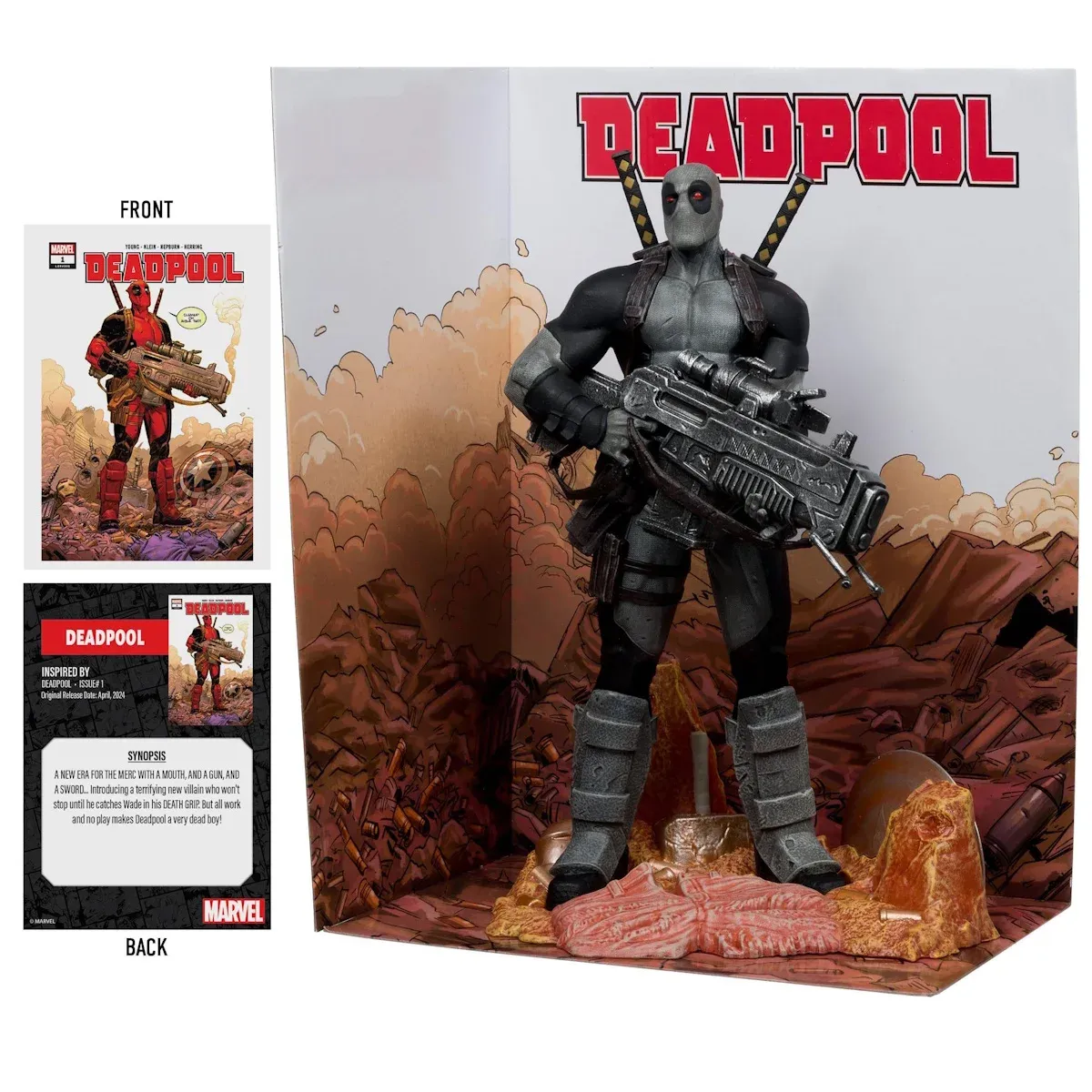 mcfarlane marvel – deadpool (grey suit chase) figura, 27cm + strip - slika 4