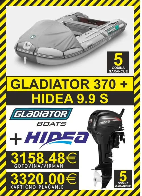 set gumenjak gladiator 370 + motori hidea - slika 5