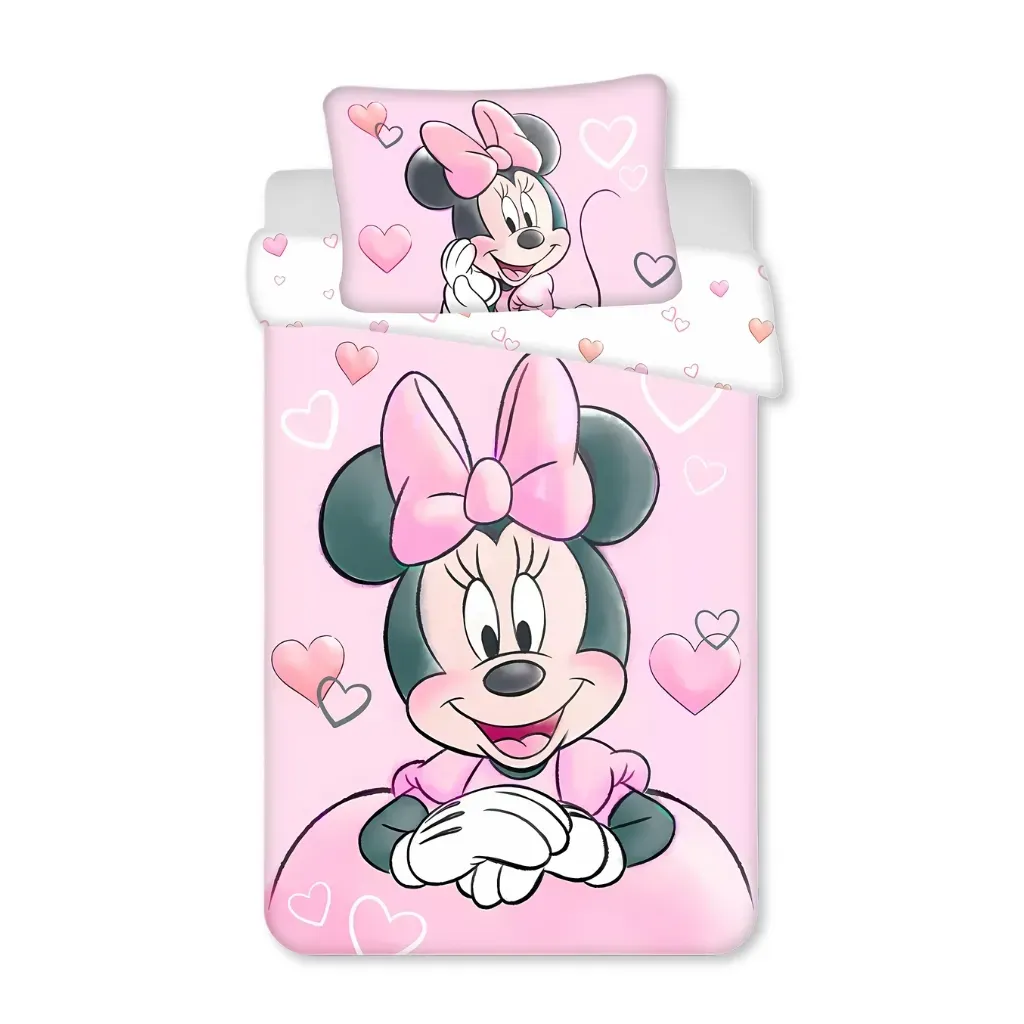 Minnie Mouse ‘Hearts’ posteljina za bebe, 100×135 cm - Zagreb