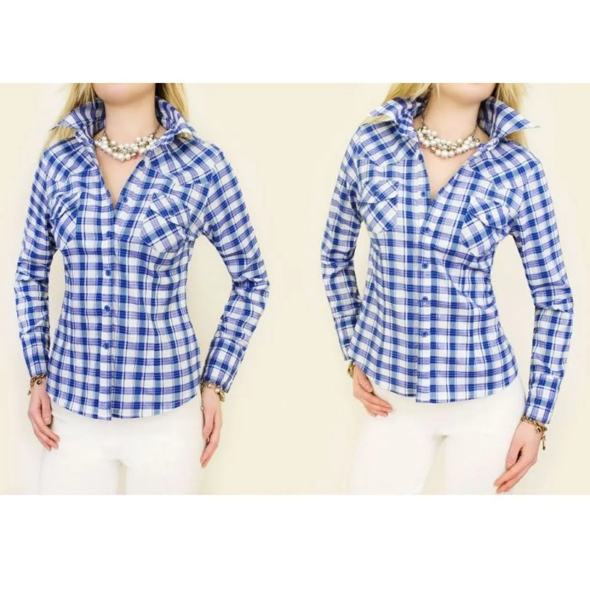 slim fit ženske košulje sa džepovima promocija - slika 2