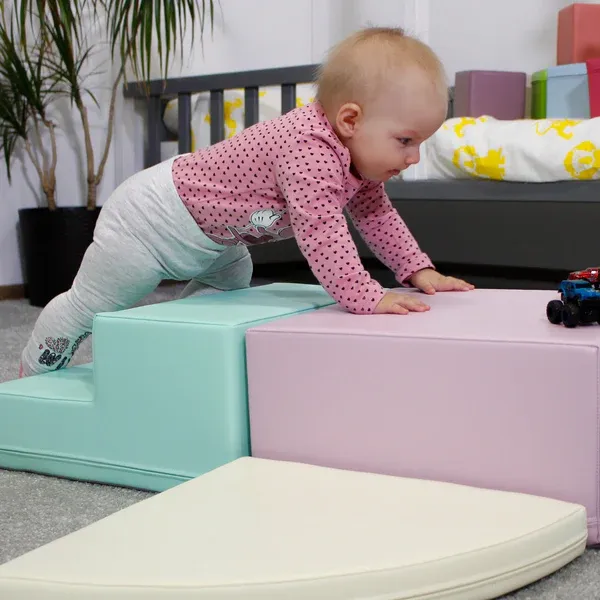 set pjenastih blokova soft play 5 - svijetlo pastelna kutna penjalica - slika 2