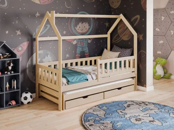 drveni dječji krevet monkey s dodatnim krevetom – 160×80 - slika 3