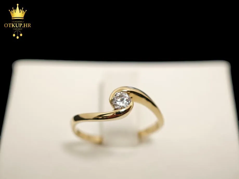 ZLATNI PRSTEN S DIJAMANTOM - 0,18ct - 2,17G (14K) / R1, RATE !! - Zagreb