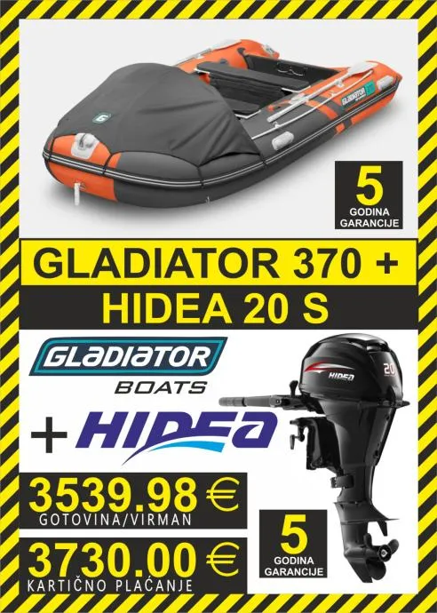 set gumenjak gladiator 370 + motori hidea - slika 3