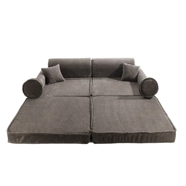 velika modularna sofa za djecu - premium korduro smeđa - slika 5