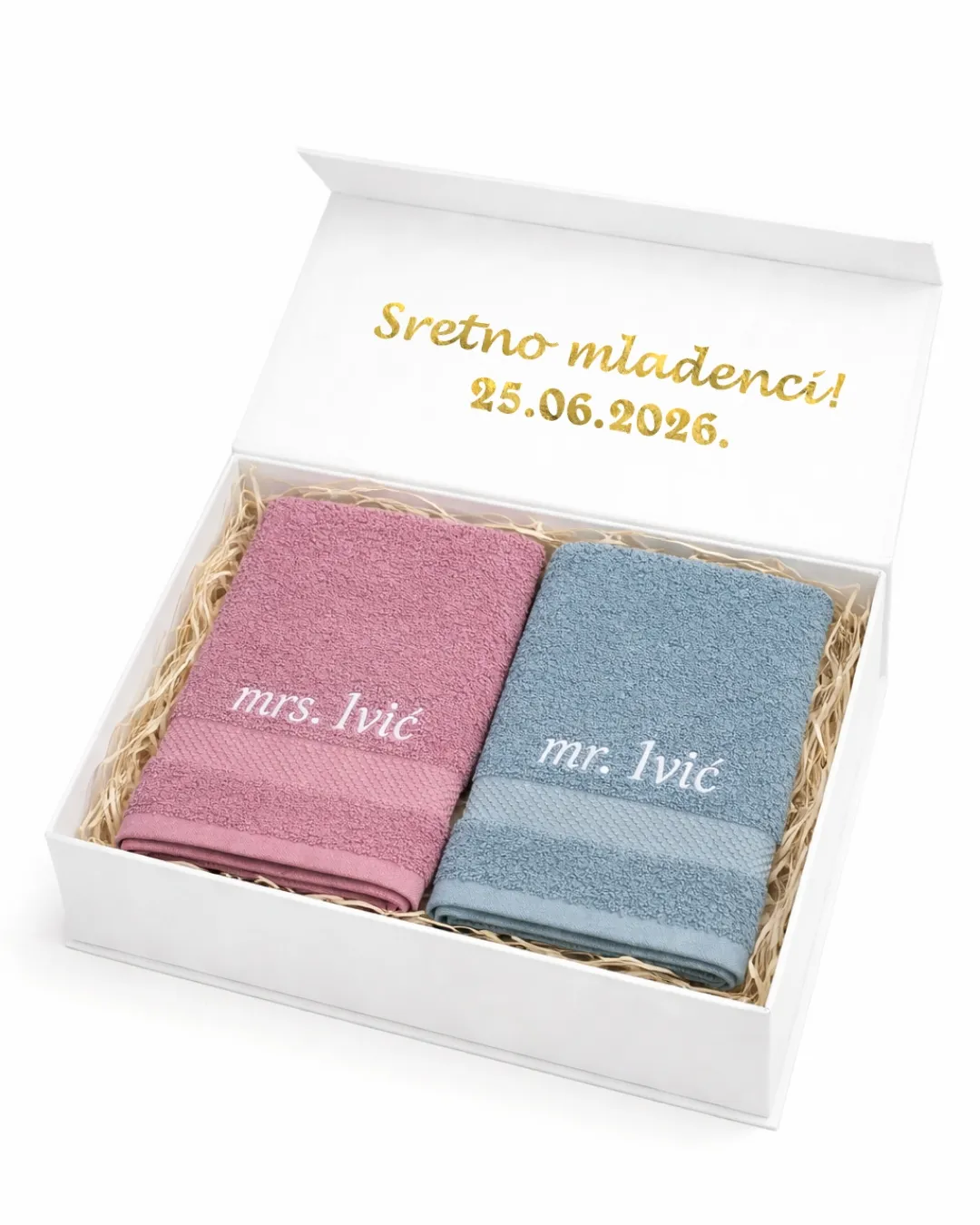 set od 2 ručnika za mladence - slika 2