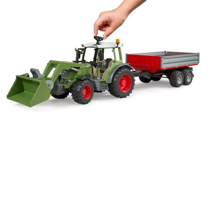 bruder fendt vario 211 s prednjim utovarivačem i kiper prikolicom - slika 3