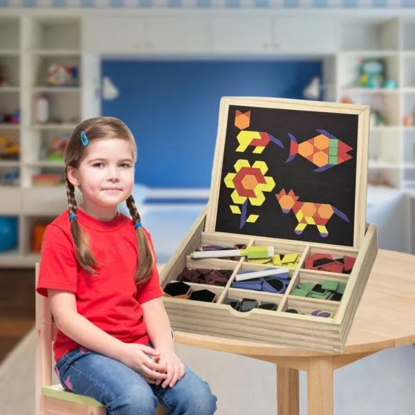 2u1 ploča s puzzle magnetima u drvenoj kutija - kreativni set - slika 3