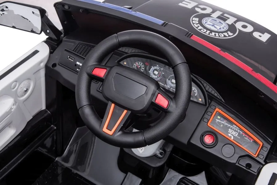 policijski auto na akumulator - bijeli - slika 8