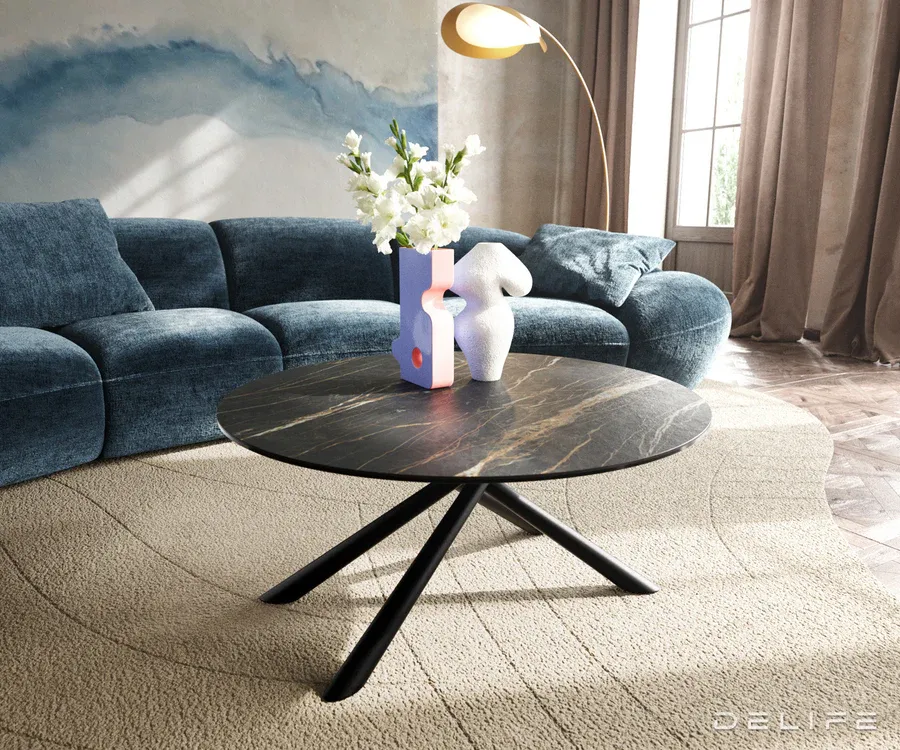 Klub stolić Edge 90x90cm, Materijal: Keramika Laminam Noir Desir - Čakovec