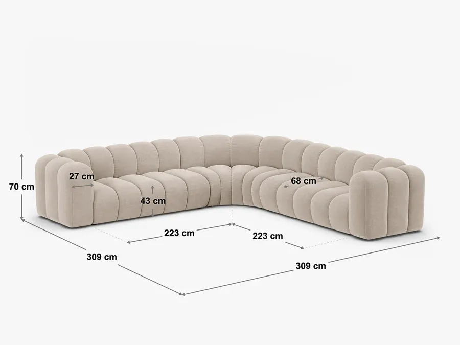 kutna garnitura lupine 309x309cm, materijal: baršun - slika 5