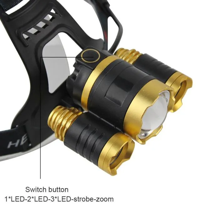 naglavna lampa svjetiljka t6 3led - slika 3