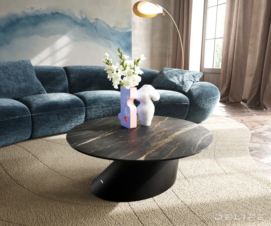 Klub stolić Edge 90x90cm, Materijal: Keramika Laminam Noir Desir - Čakovec