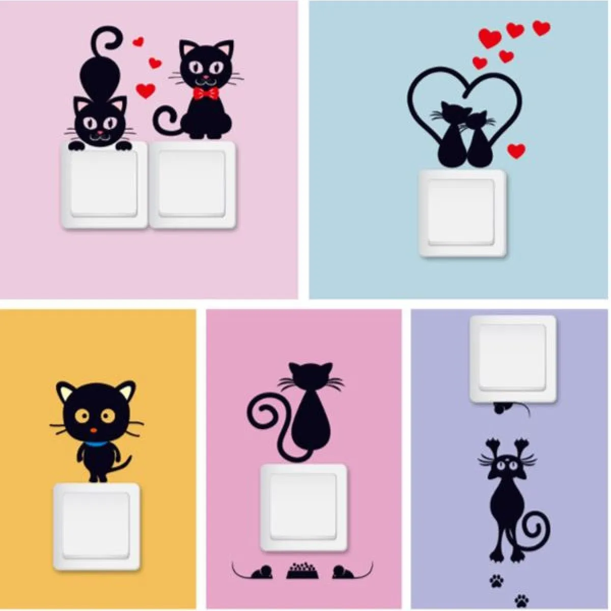 (5 kom) naljepnica za utičnice i prekidače Curious Cats - Zagreb